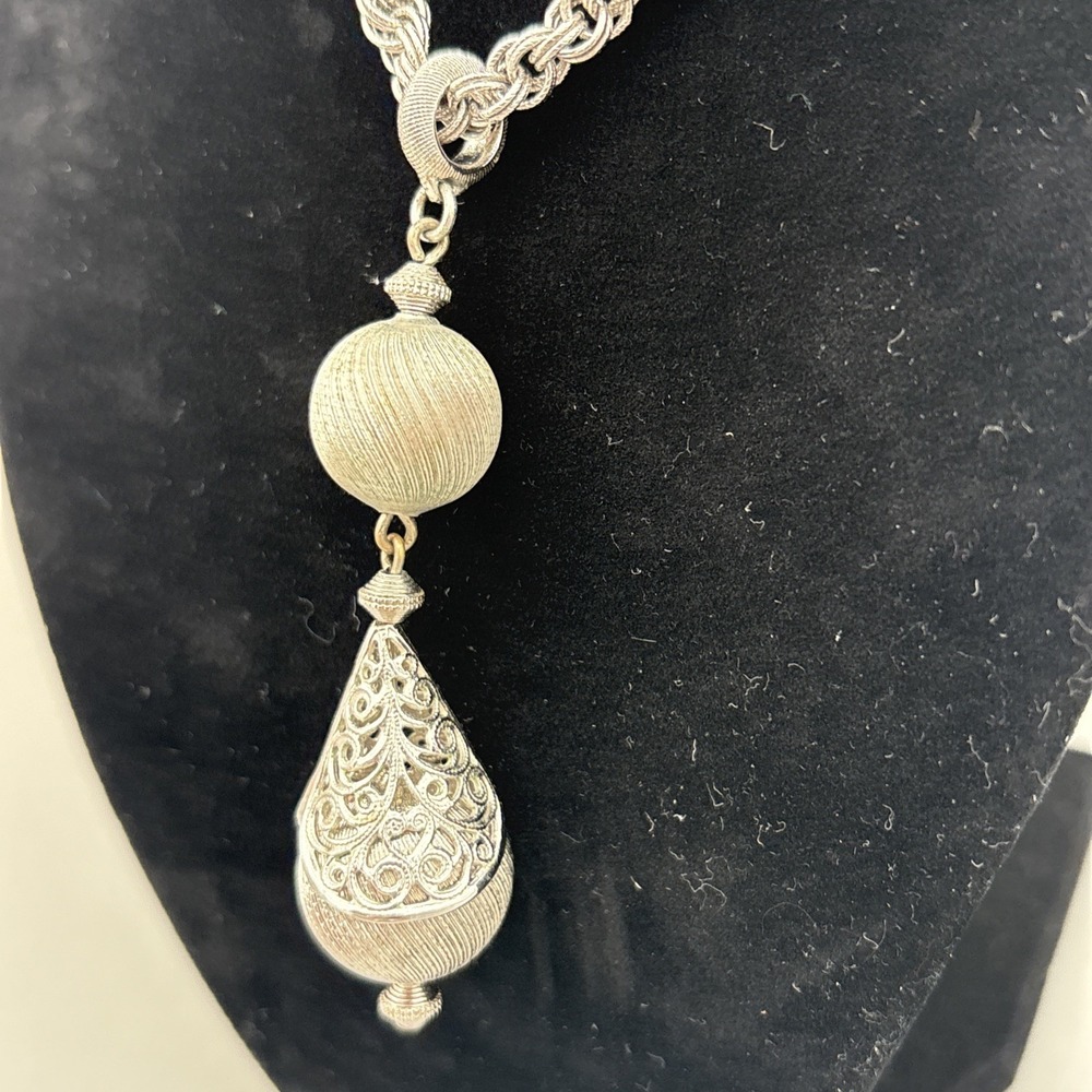 Vintage 1960s Monet Bolero Necklace Silver-tone Statement Jewelry 12.5"
